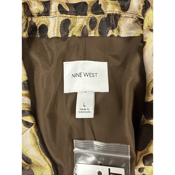 Nine West Women's Size L Gold Metallic Leopard Print Blazer –NEW - Picture 3 of 7